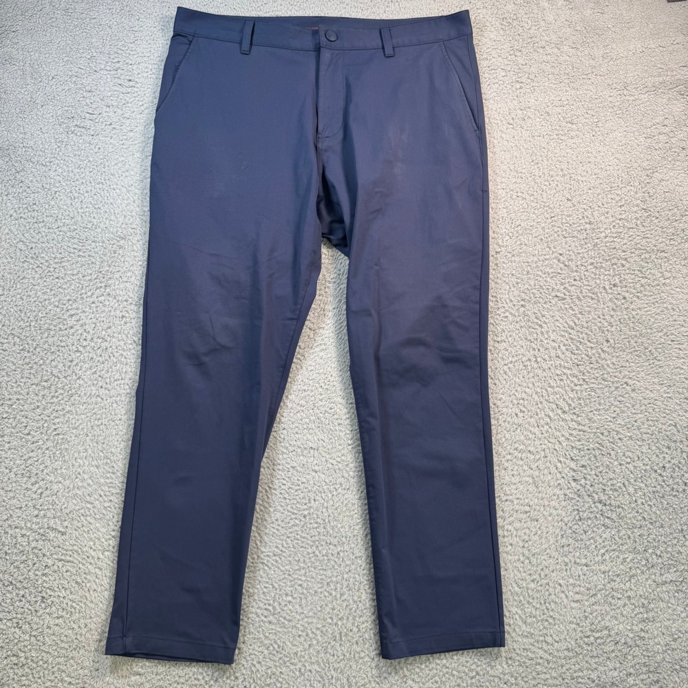 Rhone Commuter Pant Navy Blue Performance Chino Mens 35x27 Stretch Slim Straight